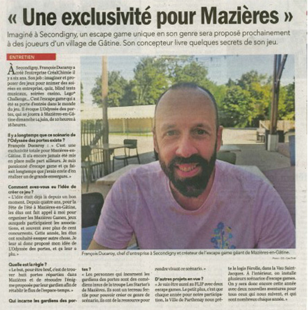 Un escape game géant et unique s'installe à Mazières le 14 juin